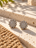 Niska AD Stone Silver Replica Floral Stud Earrings – three quarter