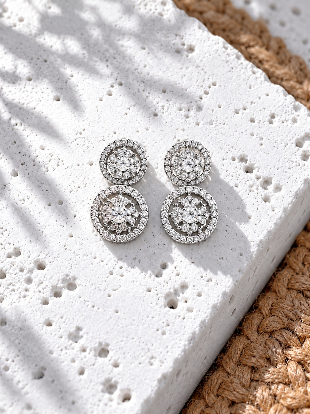 Niska Silver Replica AD Stone double-circle earrings - view 3