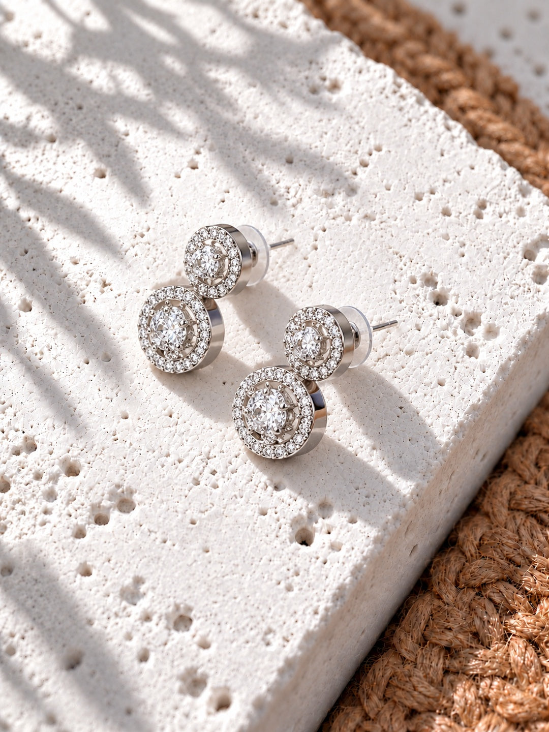 Niska Silver Replica AD Stone double-circle earrings - view 10