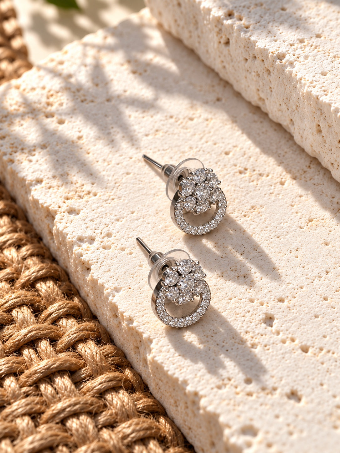 Niska AD Stone Silver Replica floral earrings product view 3