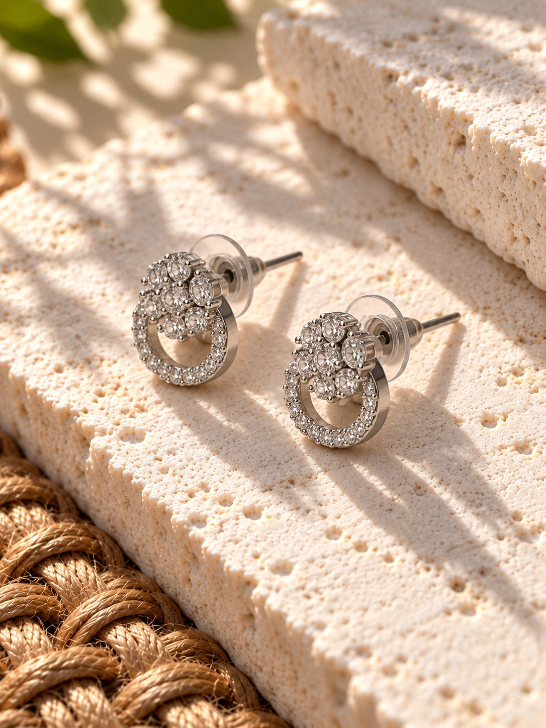 Niska AD Stone Silver Replica floral earrings product view 4