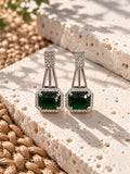 Niska green AD Stone Silver replica geometric drop earrings ER26N20065