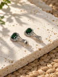 Niska green AD Stone Silver replica geometric drop earrings ER26N20065