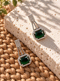 Niska green AD Stone Silver replica geometric drop earrings ER26N20065