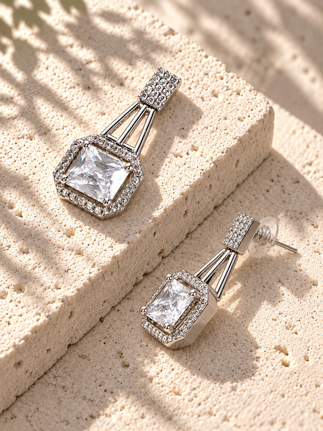 Niska Silver Replica AD Stone geometric drop earrings