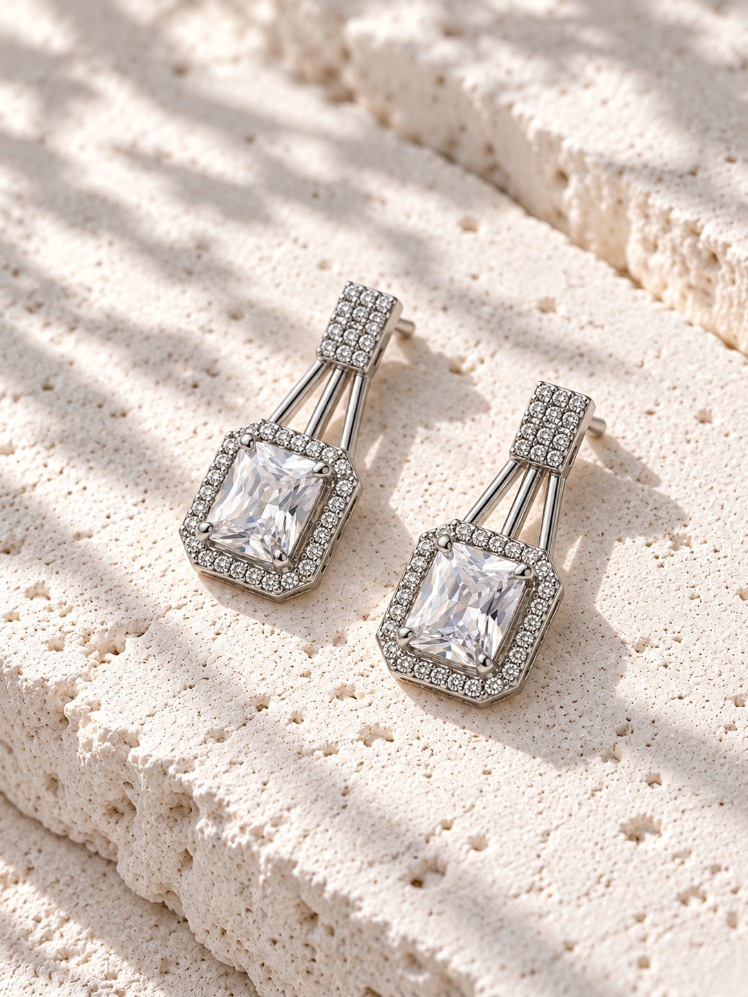 Niska Silver Replica AD Stone geometric drop earrings