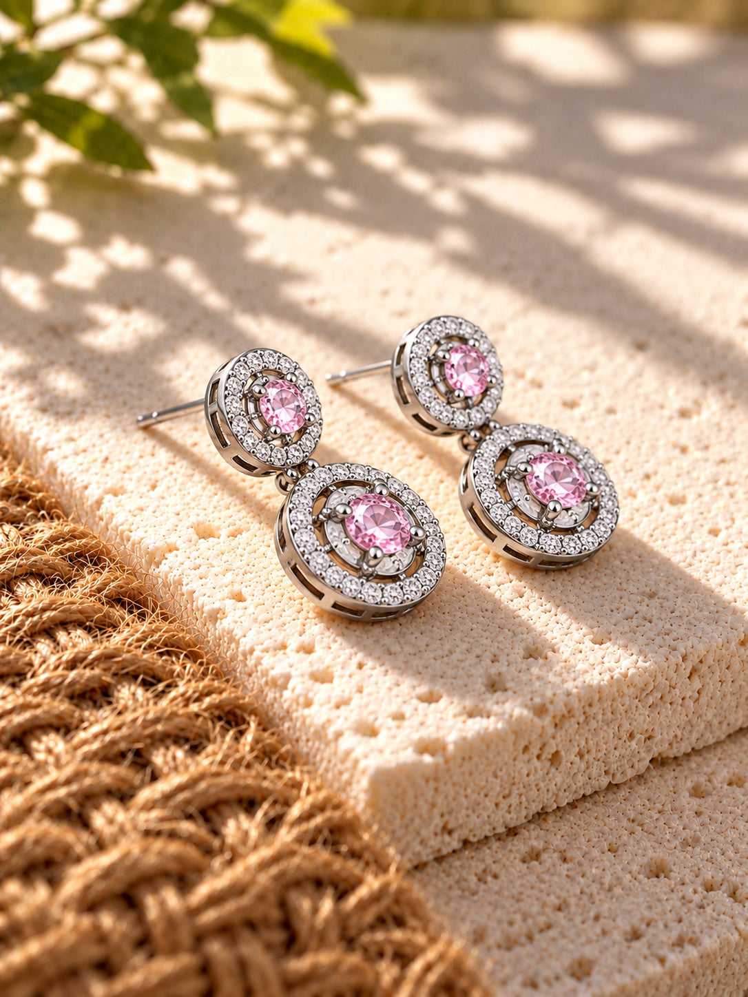 Baby pink AD Stone Silver replica earrings - view 8 | Niska