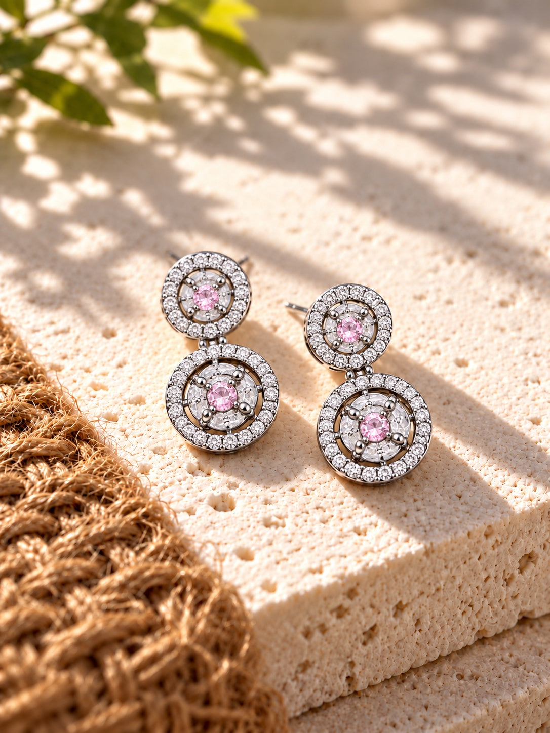 Baby pink AD Stone Silver replica earrings - view 9 | Niska