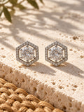 Niska hexagon AD Stone Silver replica stud earrings view 3