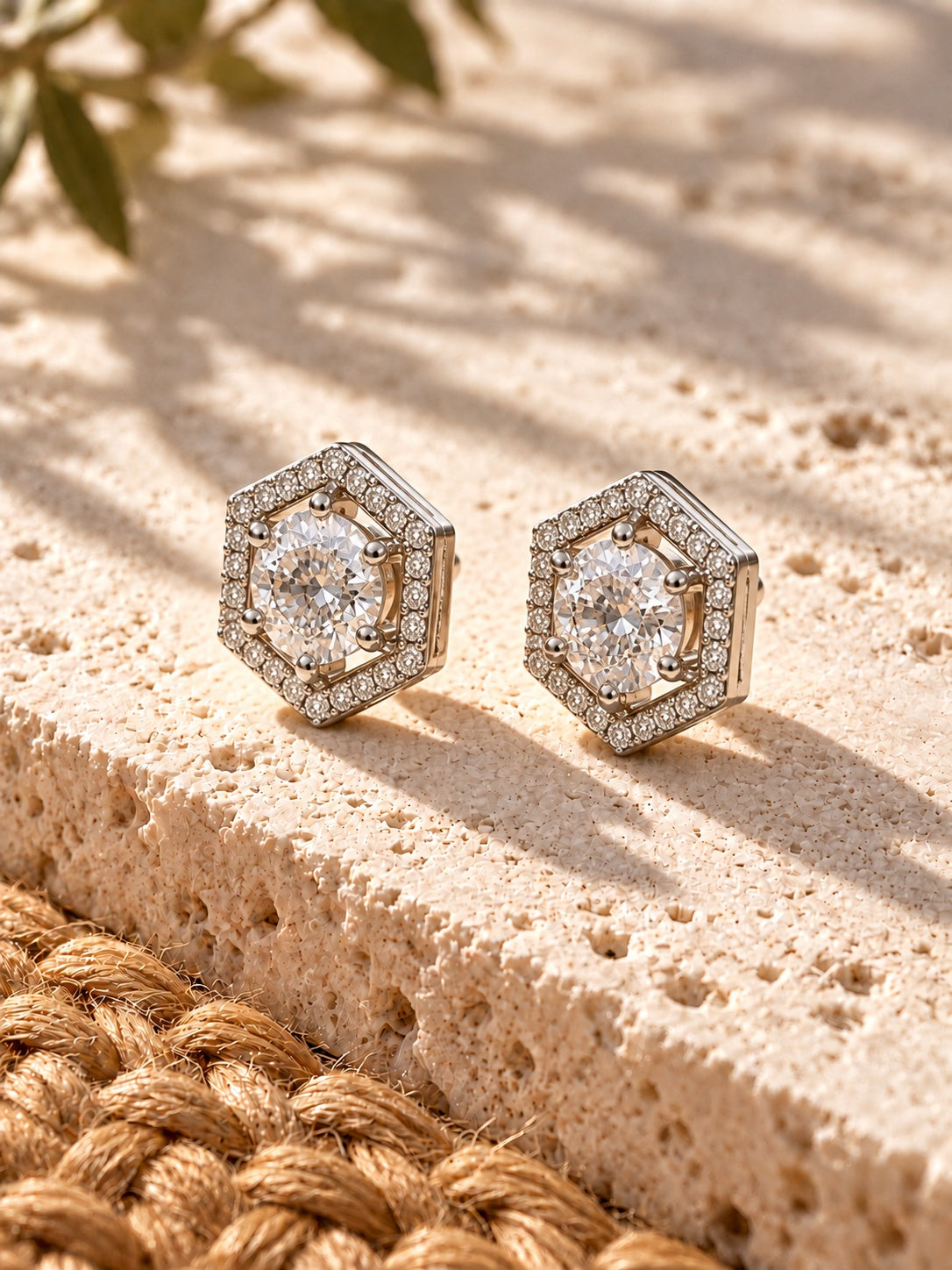 Niska hexagon AD Stone Silver replica stud earrings view 5