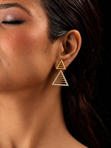 Niska AD Stone Silver replica triangular drop earring worn by model