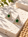 Niska green AD Stone Silver Replica triangular earrings product view 5