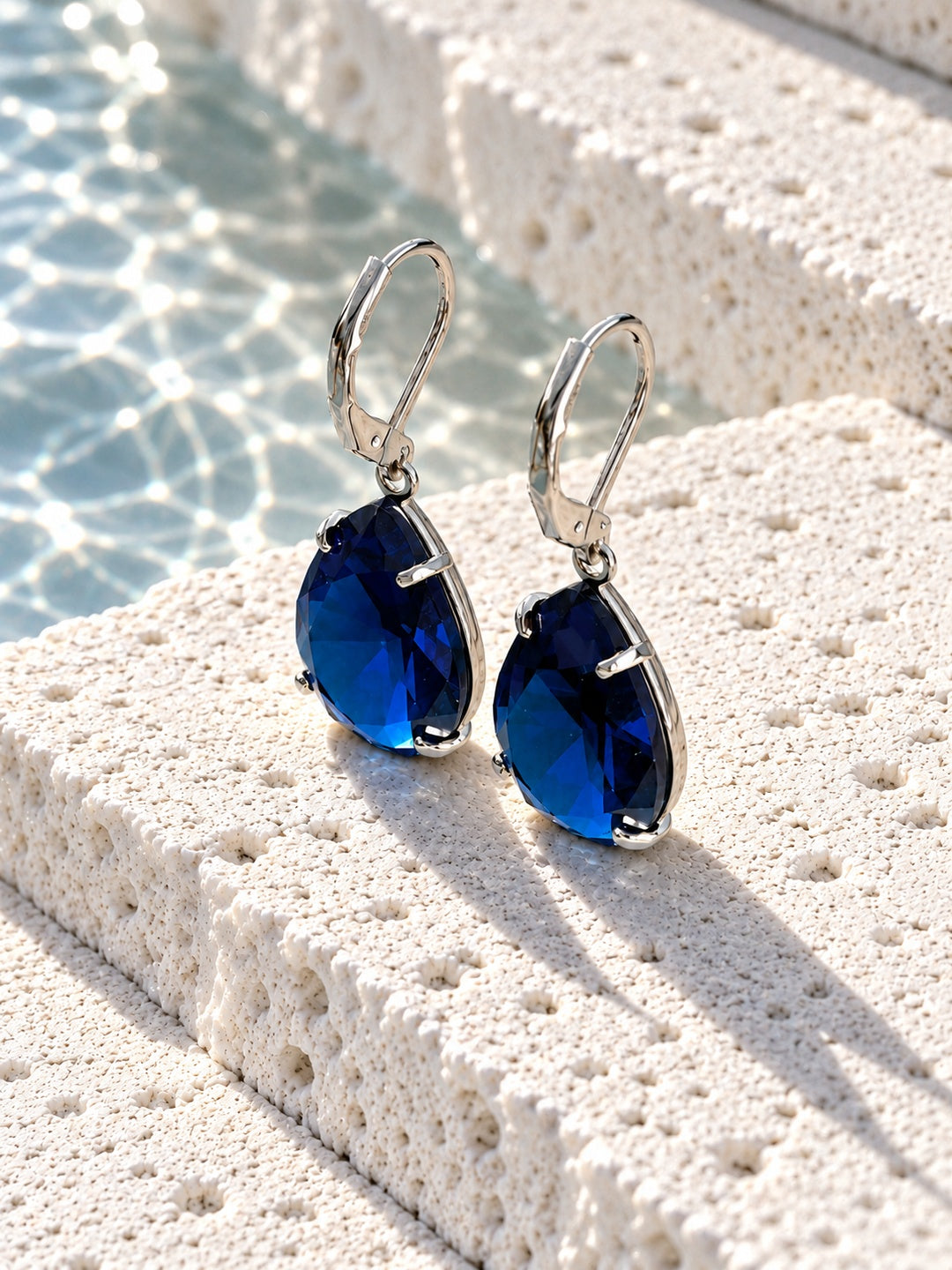 Niska blue teardrop AD Stone Silver replica earrings view 4