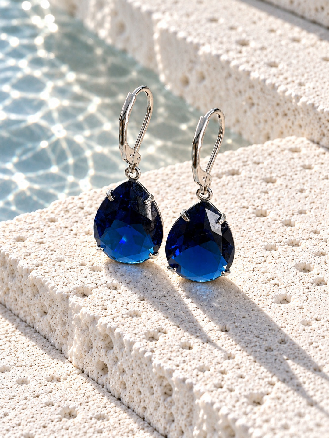 Niska blue teardrop AD Stone Silver replica earrings view 5