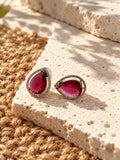 Niska pink pear AD Stone Silver replica earrings, product view 2