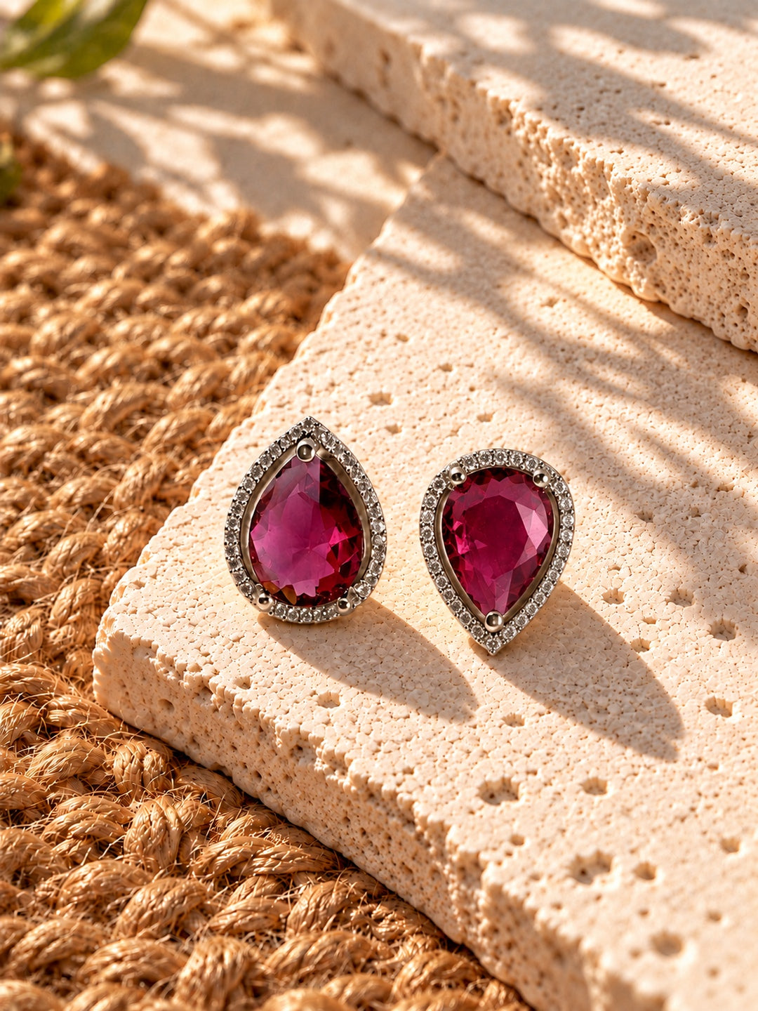 Niska pink pear AD Stone Silver replica earrings, product view 7