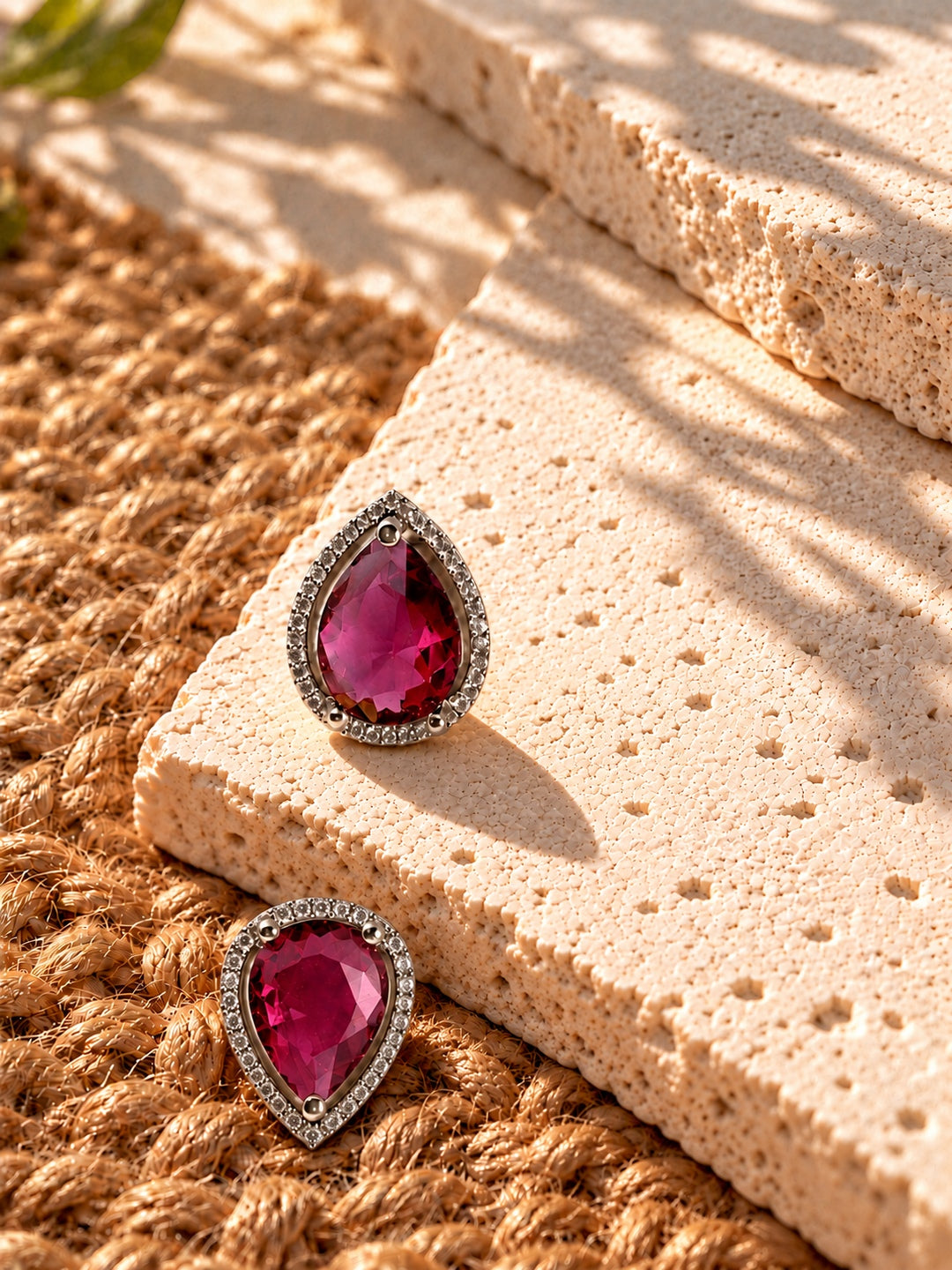 Niska pink pear AD Stone Silver replica earrings, product view 8