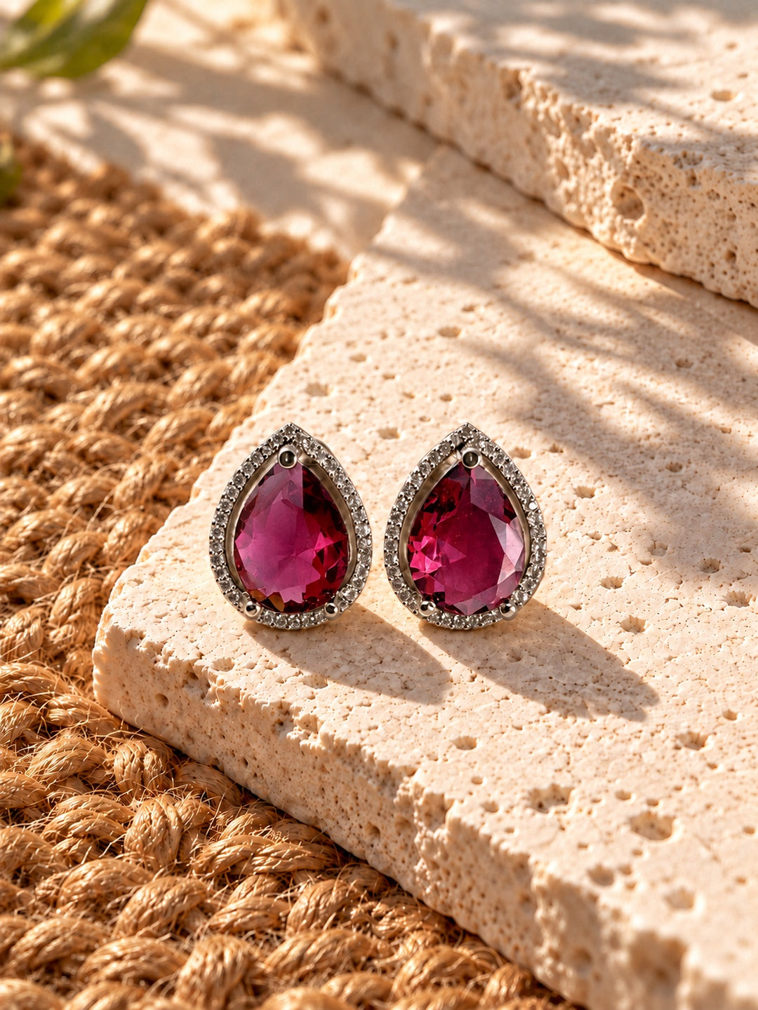 Niska pink pear AD Stone Silver replica earrings, product view 9