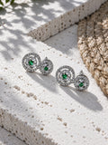 Niska green floral replica double circle drop earrings view 2