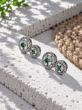 Niska green floral replica double circle drop earrings view 4
