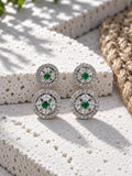 Niska green floral replica double circle drop earrings view 6