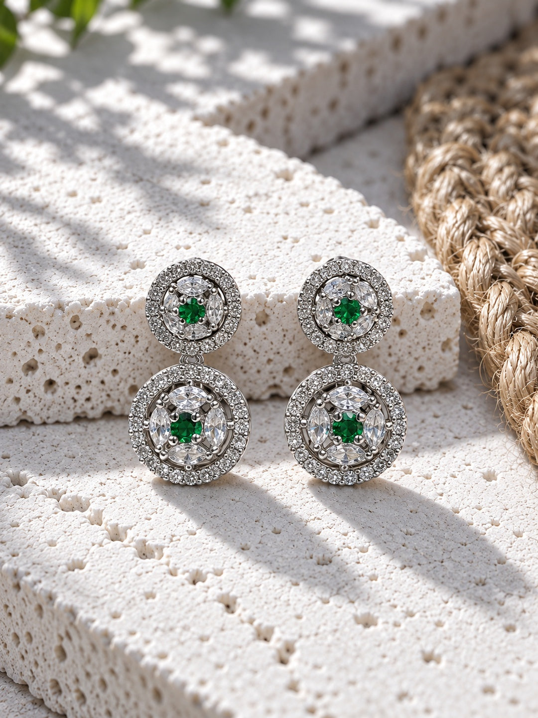 Niska green floral replica double circle drop earrings view 6