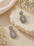 Silver AD stone replica drop earrings with one on stone and one below