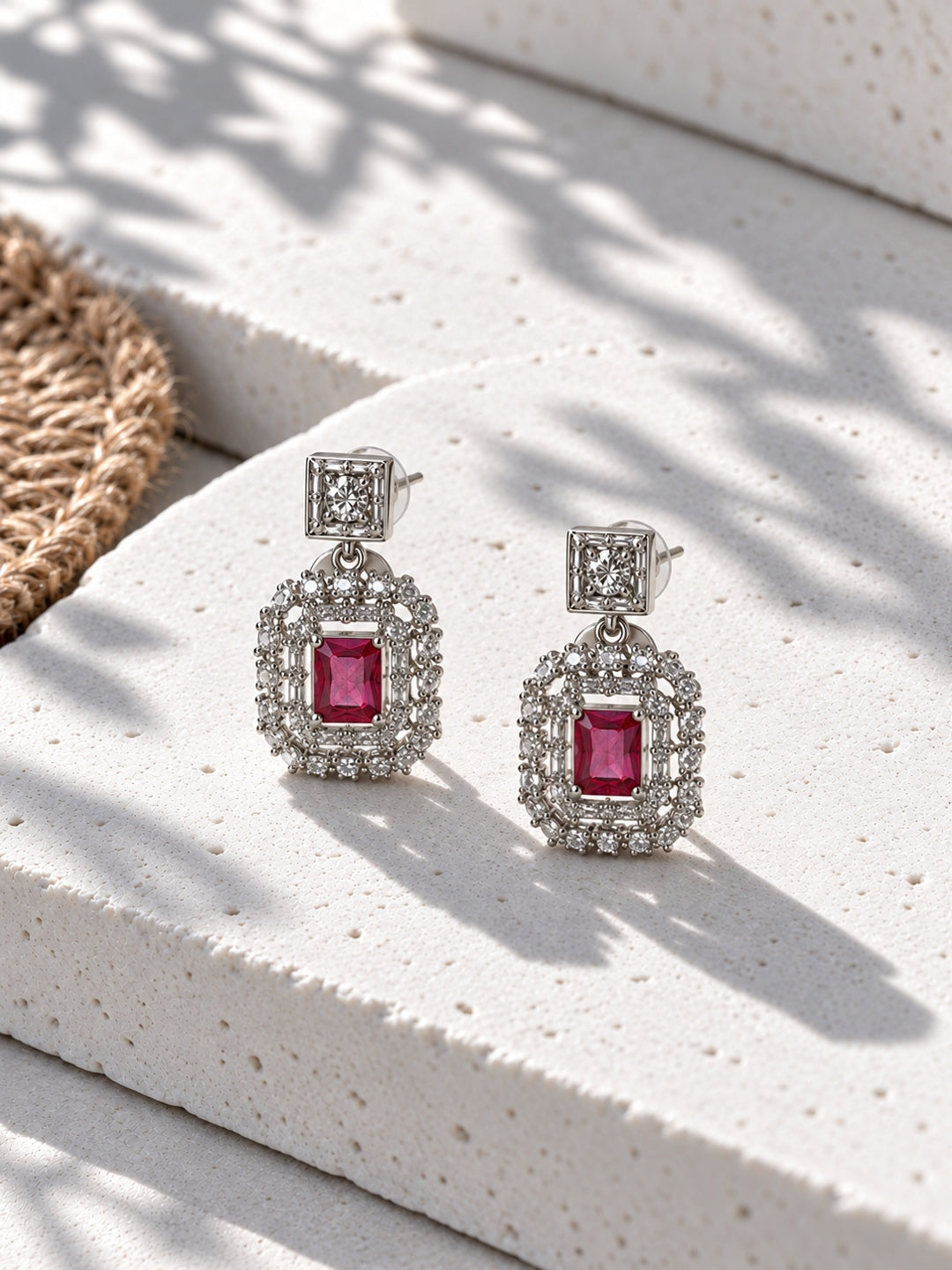 Niska pink AD Stone Silver replica drop earrings – view 5