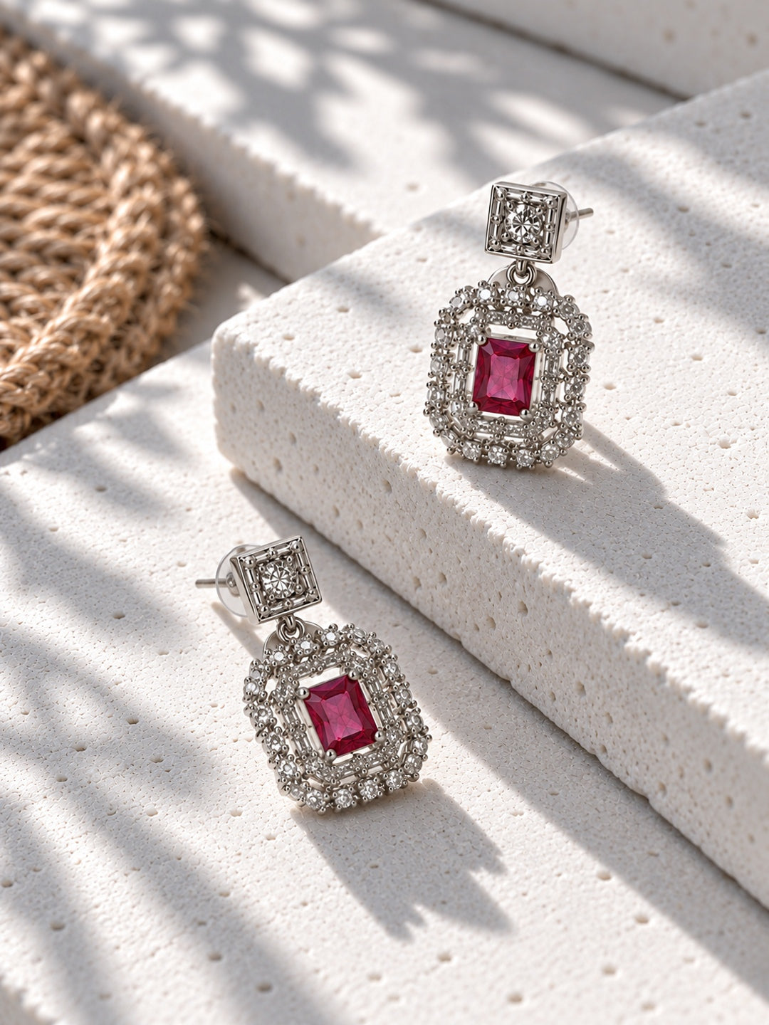 Niska pink AD Stone Silver replica drop earrings – view 7