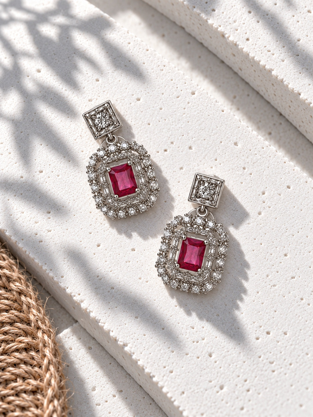 Niska pink AD Stone Silver replica drop earrings – view 9