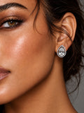 Niska AD Stone Silver Replica pear stud earring model close-up
