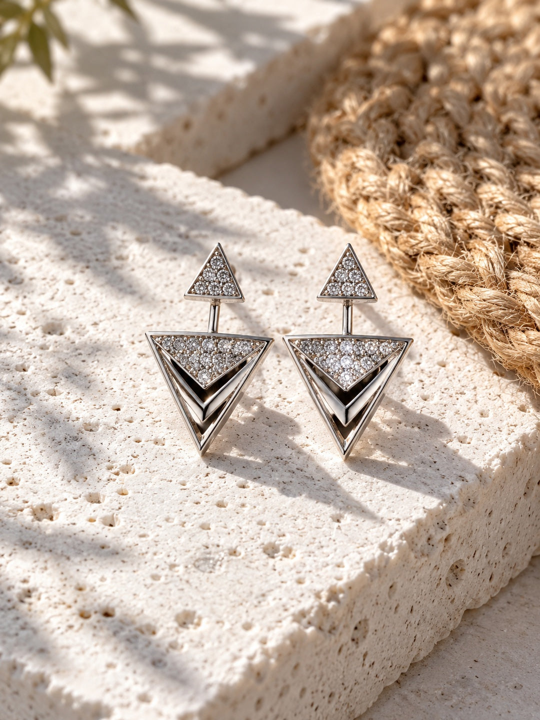 Niska AD Stone Silver Replica Geometric Triangle Earrings product view