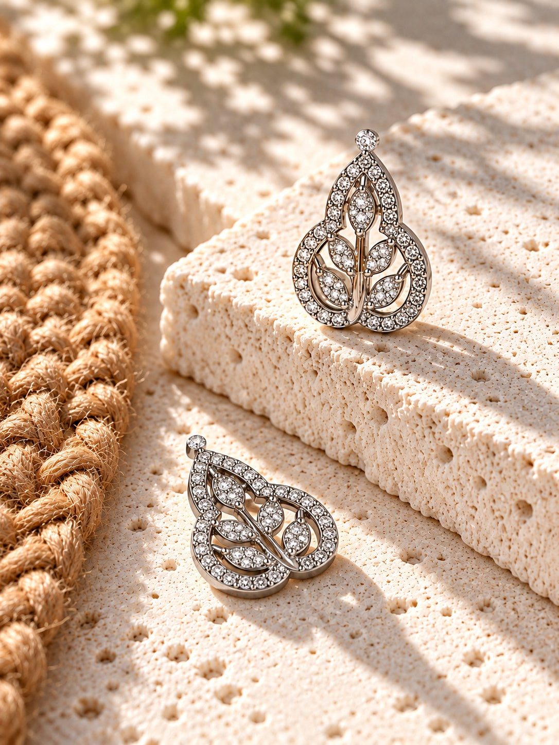 Niska AD Stone Silver Replica leaf design earrings – product view 5
