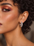 Niska AD Stone Silver Replica Hoop Earrings on model