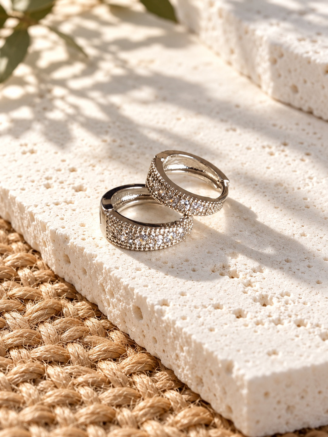Niska AD Stone Silver Replica Hoop Earrings on model