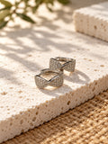 Niska AD Stone Silver Replica crossover hoop earrings view 4