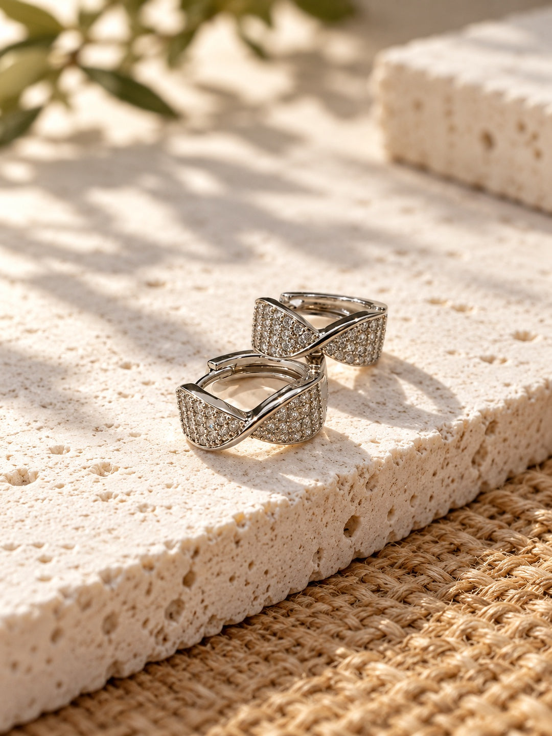 Niska AD Stone Silver Replica crossover hoop earrings view 4