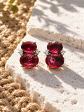 Niska ruby red AD Stone Silver Replica earrings view 3