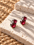 Niska ruby red AD Stone Silver Replica earrings view 6