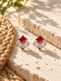Niska AD Stone Silver Replica red geometric hoop earrings view 3