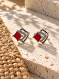 Niska AD Stone Silver Replica red geometric hoop earrings view 5