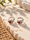 Niska AD Stone Silver Replica red geometric hoop earrings view 12