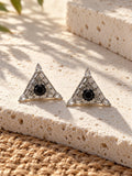 Niska black AD Stone Silver Replica triangular earrings product view 2