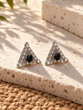 Niska black AD Stone Silver Replica triangular earrings product view 3