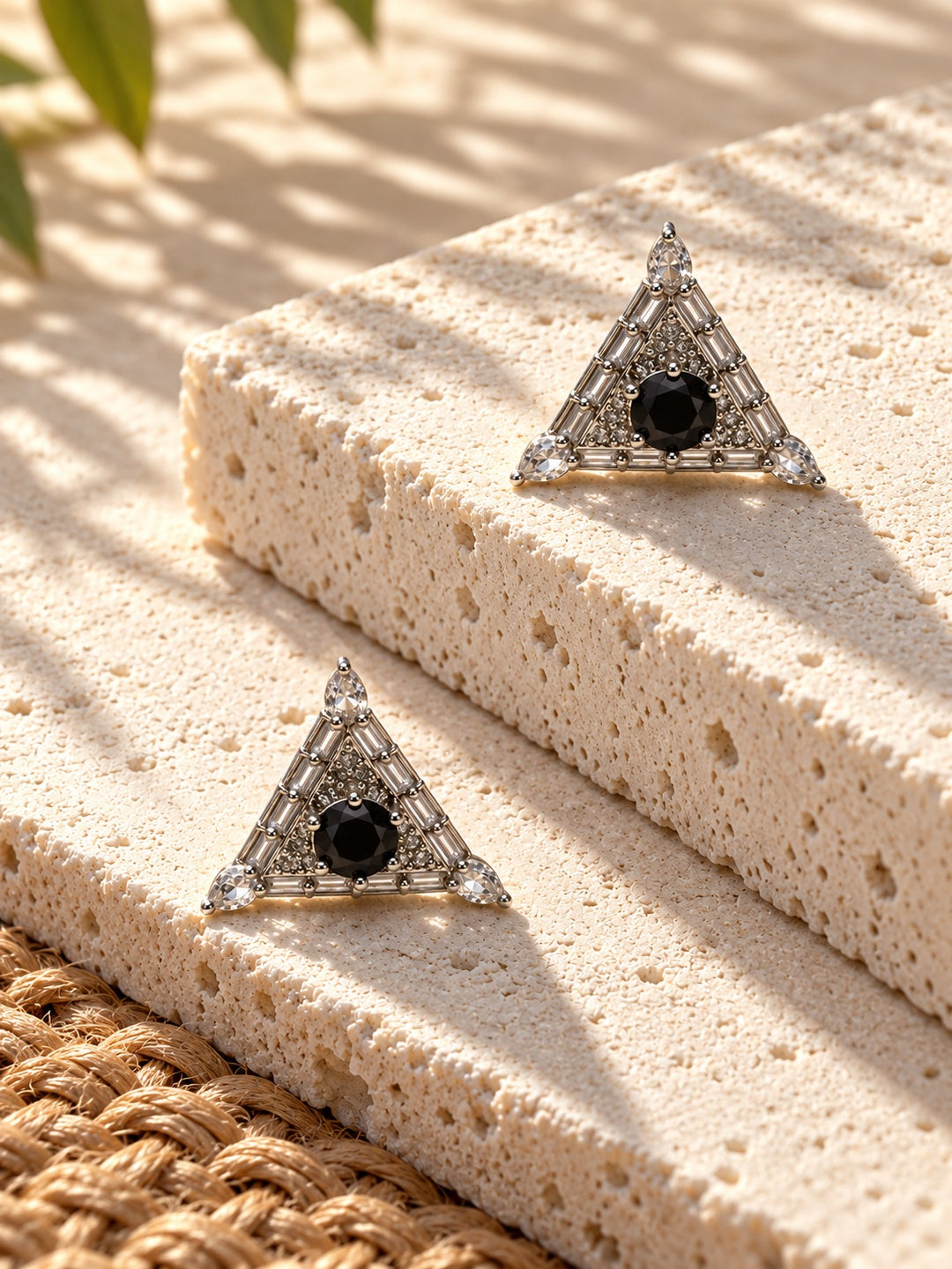 Niska black AD Stone Silver Replica triangular earrings product view 5