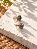 Niska green oval AD Stone Silver replica stud earrings view 2