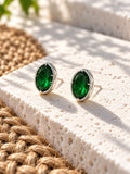Niska green oval AD Stone Silver replica stud earrings view 8