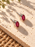 Red oval AD Stone Silver replica earrings - product view 10