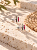 Niska rich pink AD Stone Silver replica hexagonal stud earrings product view