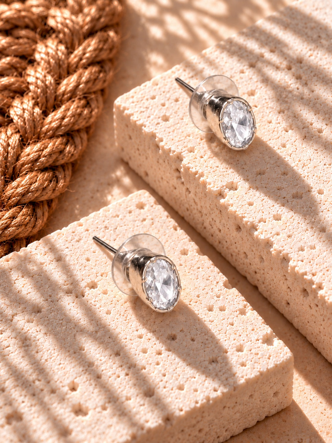 Niska white oval AD Stone Silver Replica earrings view 3